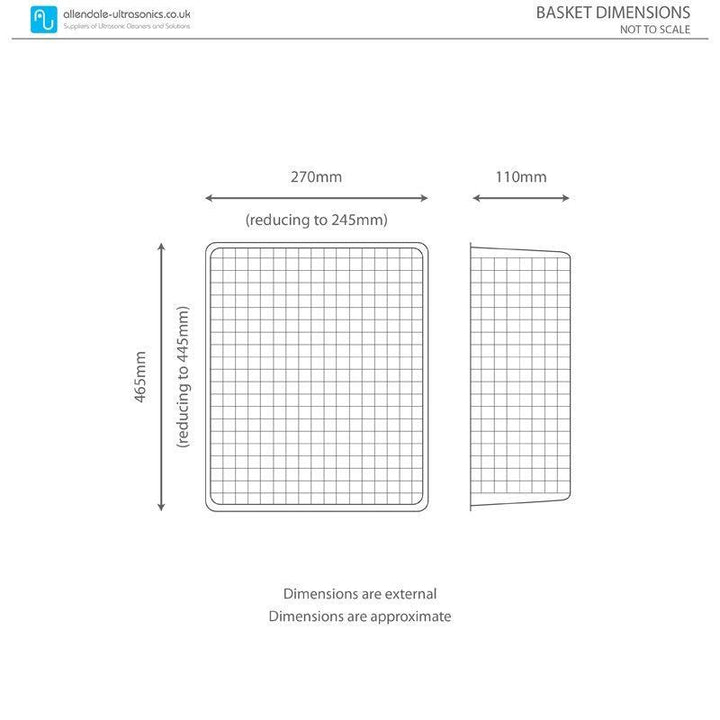 Allendale Ultrasonics Cleaning Basket US BA 20L 10109 US BA 20L DIMENSIONS