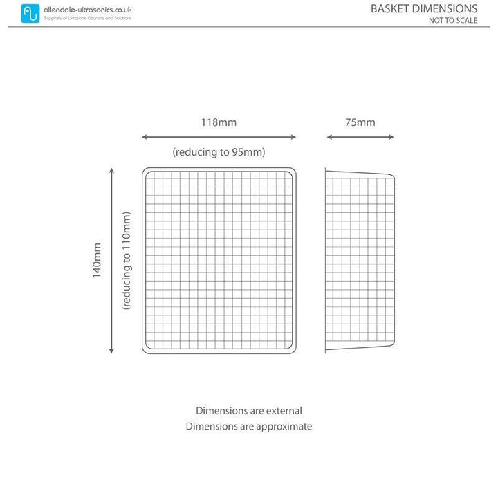 Allendale Ultrasonics Cleaning Basket US BA 2L 10109 US BA 2L DIMENSIONS