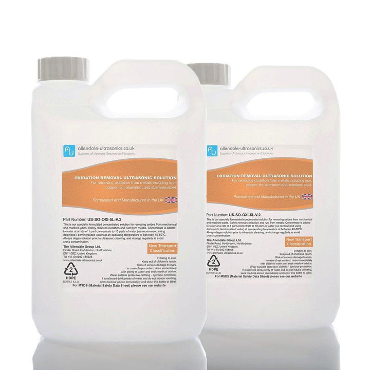 Allendale Ultrasonics Cleaning Solution Oxidation Ultrasonic Fluid US SO OXI 5L PK2 Web US SO OXI 5L PK2 Ultrasonic Rust remover Cleaning Fluid