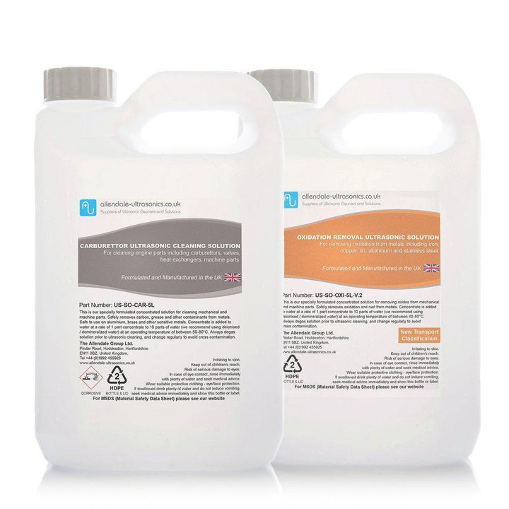 Allendale Ultrasonics Cleaning Solution ultrasonic Fluid kit US SO CAR 5L OXI 5L US SO CAR 5L OXI 5L Multipack Ultrasonic Cleaning Fluid for Carburettors and Rust Removal