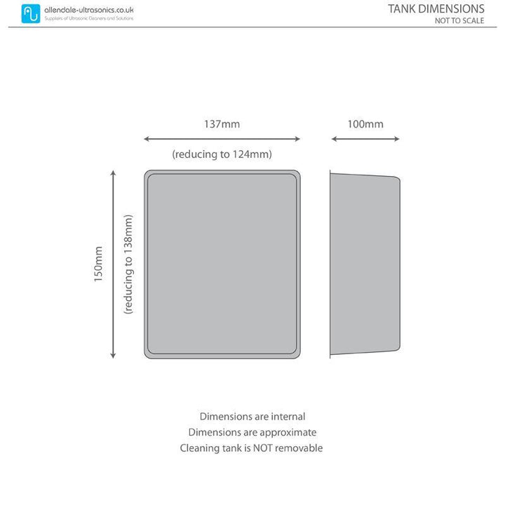 Allendale Ultrasonics Ultrasonic Cleaner Digital US CU CA 2L 10109 US CU CA 2L Dimensions Diagram