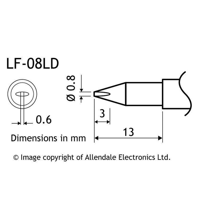 Aoyue Soldering Iron Tip LF Type SI LF 08LD 10109 08ld drawing