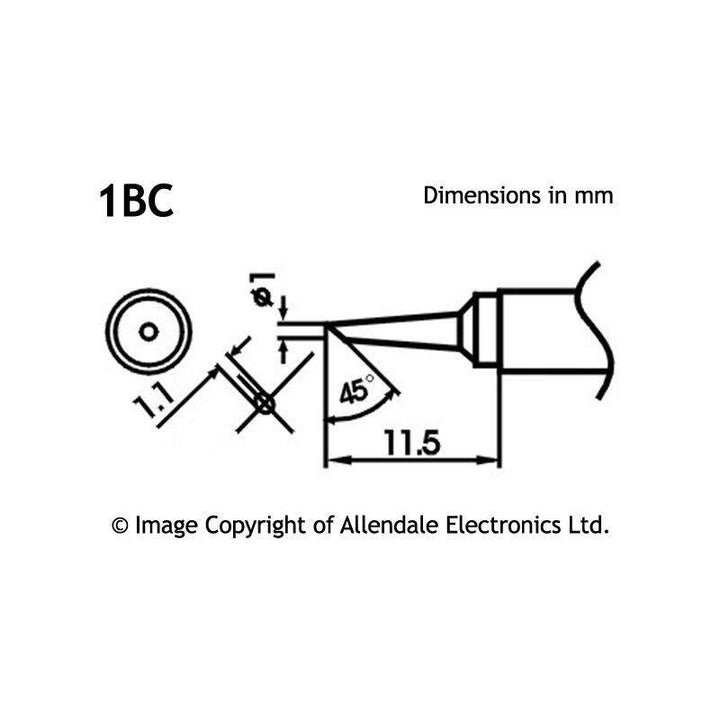 Aoyue Soldering Iron Tip LF Type SI LF 1BC 10109 SI LF 1BC DIMENSIONS