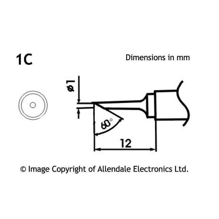 Aoyue Soldering Iron Tip LF Type SI LF 1C 10109 SI LF 1C DIMENSIONS