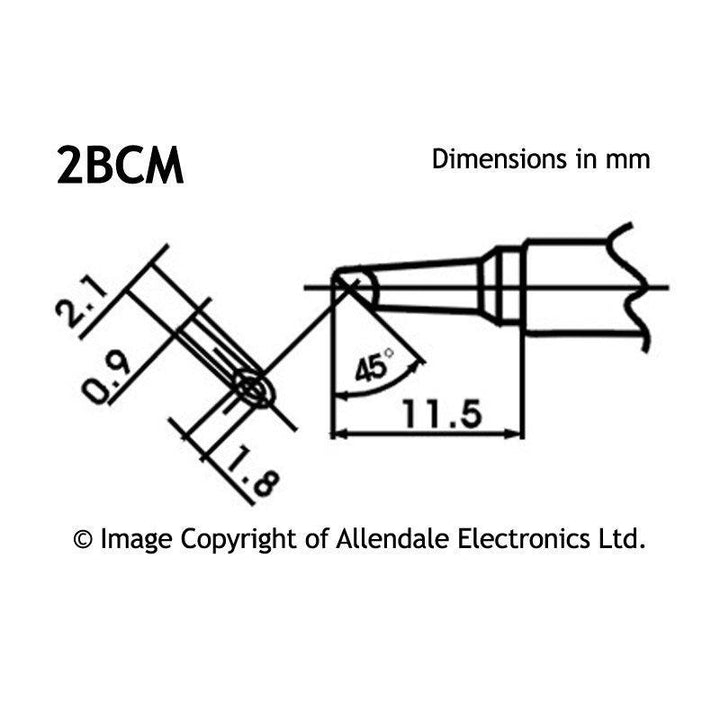 Aoyue Soldering Iron Tip LF Type SI LF 2BCM 10109 SI LF 2BCM DIMENSIONS