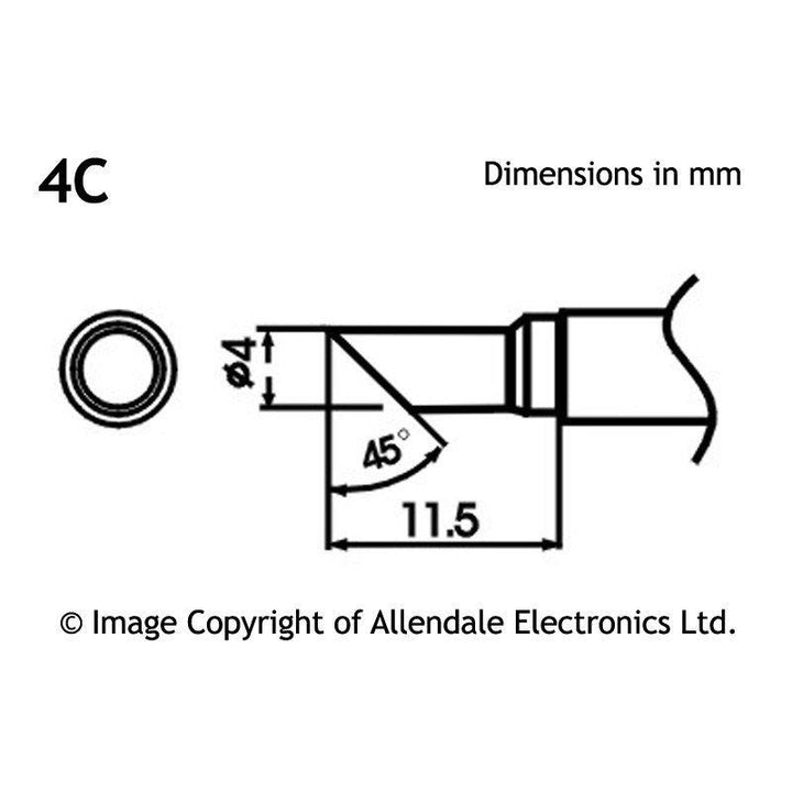 Aoyue Soldering Iron Tip LF Type SI LF 4C 10109 SI LF 4C DIMENSIONS