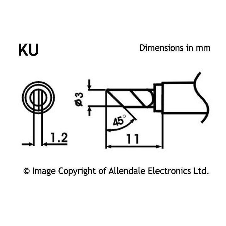 Aoyue Soldering Iron Tip LF Type SI LF KU 10109 ku drawing