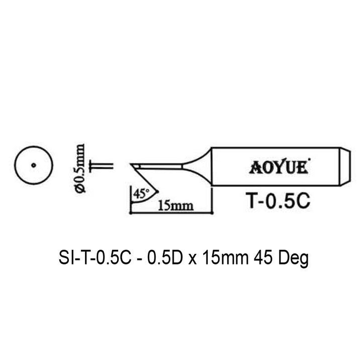 Aoyue Soldering Iron Tip T Type SI KIT 04 101091 SI T 0 5C DIMENSIONS