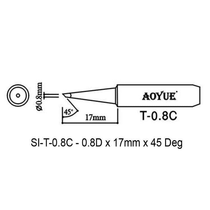 Aoyue Soldering Iron Tip T Type SI KIT 04 101091 SI T 0 8C DIMENSIONS