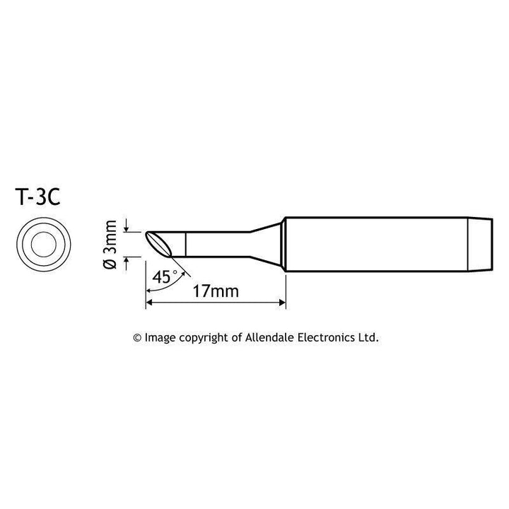 Aoyue Soldering Iron Tip T Type SI KIT 04 101091 T 3C DIMENSIONS