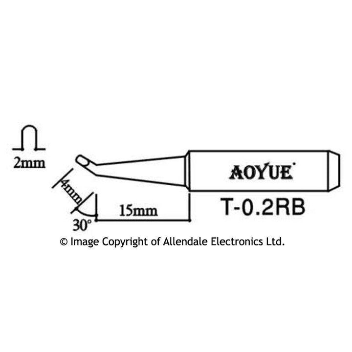 Aoyue Soldering Iron Tip T Type SI T 02RB 0 2rb drawing