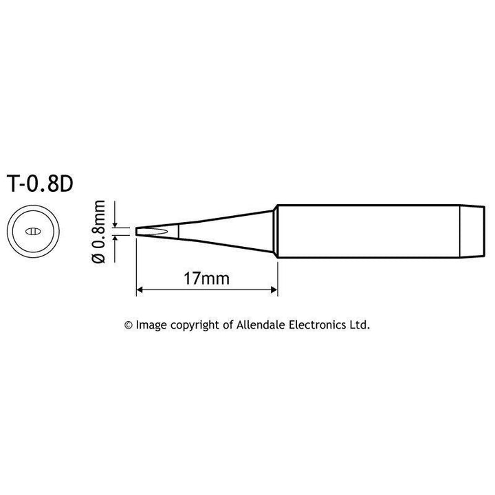 Aoyue Soldering Iron Tip T Type SI T 08D 0 8d drawing