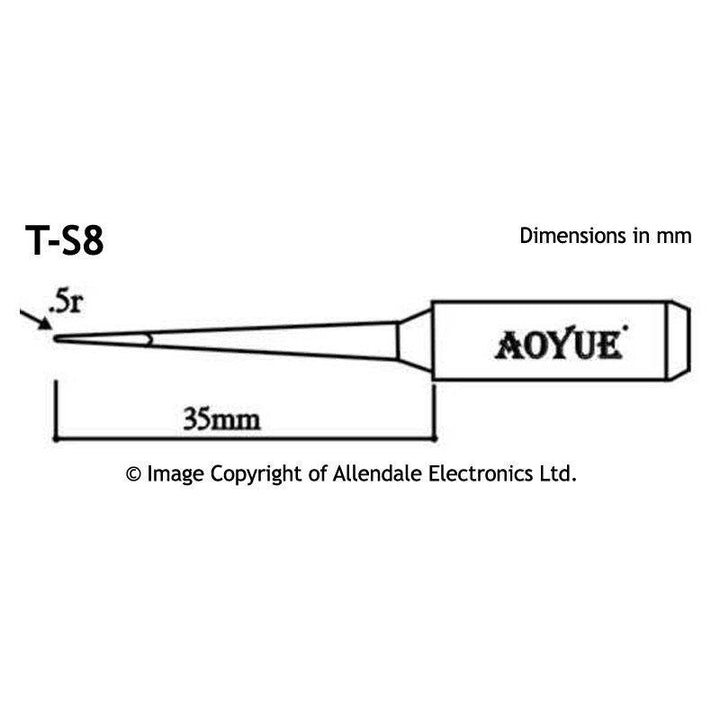 Aoyue Soldering Iron Tip T Type SI T S8 s8 drawing