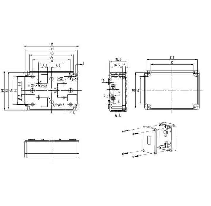 Plastron Cases ABS Plastic Enclosure EN SPE 10 47 Web EN SPE 10 47 Plastron ABS Enclosure Dims